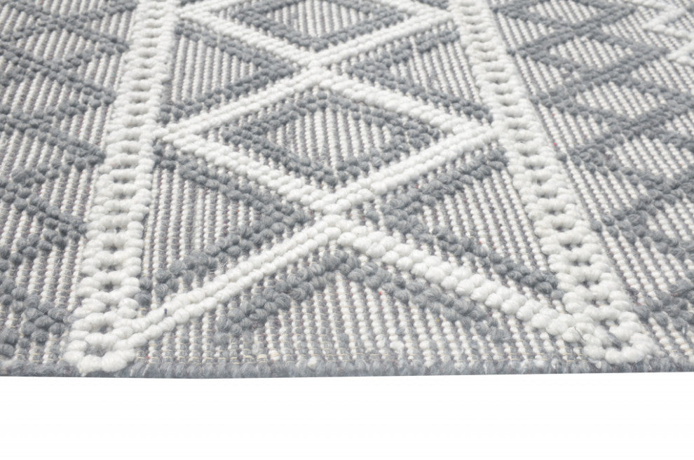 6"x9" Gray Ivory Diamonds Boho Chic Area Rug