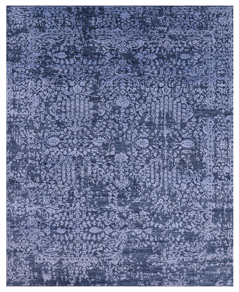 Hand Knotted Wool and Silk Persian Rug 7' 11" X 10' 0" Q6298
