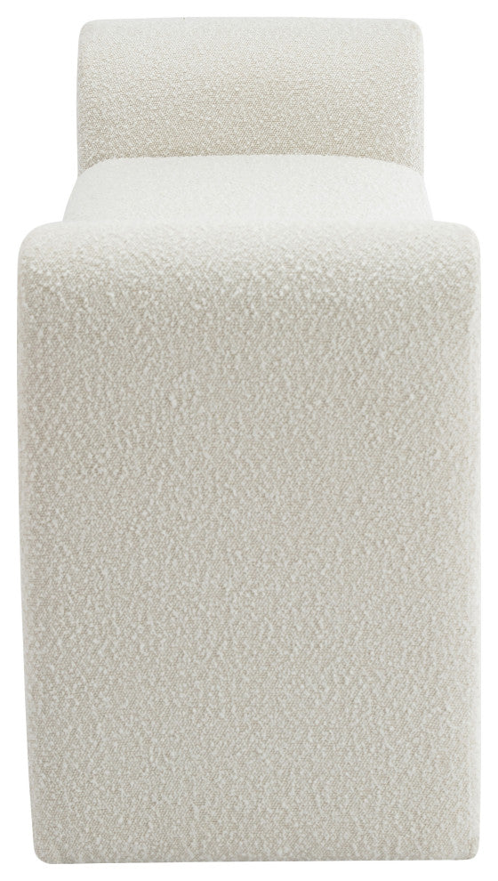 Stylus Boucle Fabric Upholstered Bench, Cream, 51" Wide