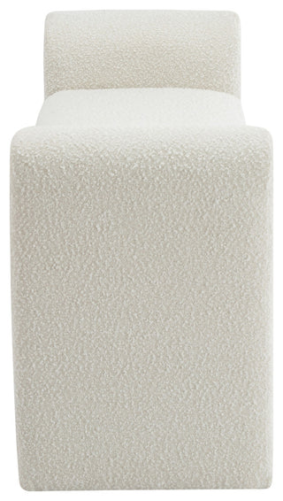 Stylus Boucle Fabric Upholstered Bench, Cream, 51" Wide