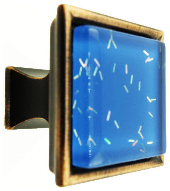 Blue Iridescent Comet Crystal Glass Oil Rubbed Bronze Madison Classic Knob
