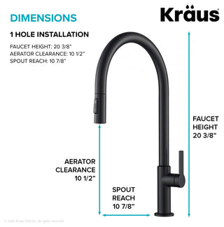 Oletto Pull-Down 1-Hole Kitchen Faucet, Matte Black, Model Kpf-2821mb