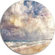 Retro Ocean Watercolor, Seascape Painting Round Metal Wall Art, 11"