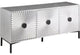 Contemporary Sideboard, Starburst Patterned Doors & Oval Pulls, Antique Silver
