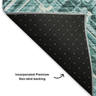 Premium Machine Washable Mayfield AMF630 Teal 3' x 5' Rug