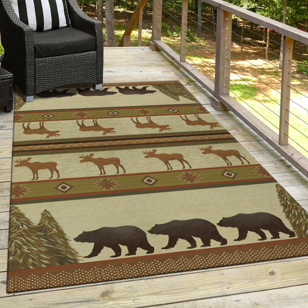 Indoor/Outdoor Excursion EX1 Beige Machine Washable 5' x 7'6" Rug