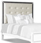 Benzara BM220400 Faux Crystal Tufted Queen Headboard With Straight Legs, White