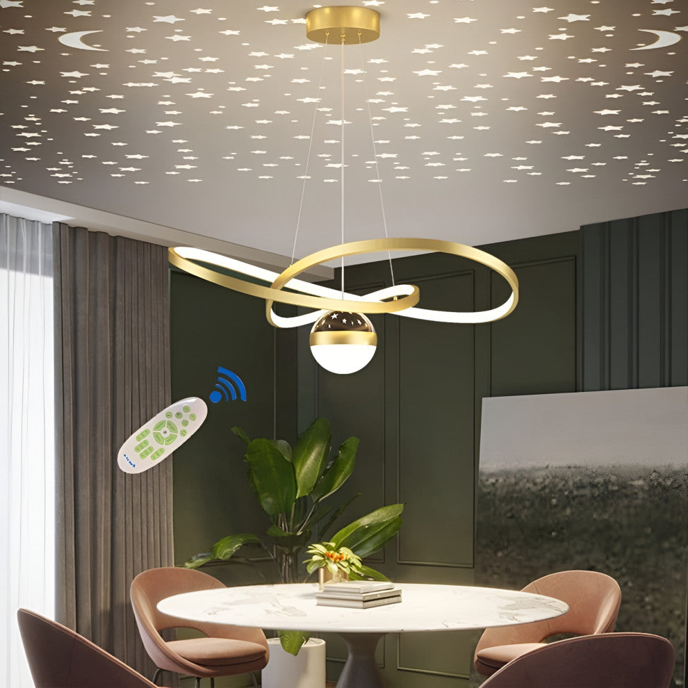 Impruneta | Modern Beautiful LED Hanging Chandelier for Living Room, Gold, Dia19.7xh5.1", Three Colors No Remote