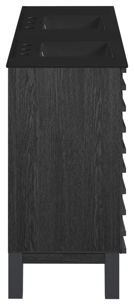 Cascade 48" Black Oak, Bathroom Vanity With Black, 3-Hole Sink Top