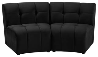 Limitless Velvet Upholstered 2-Piece Modular Sectional, Black