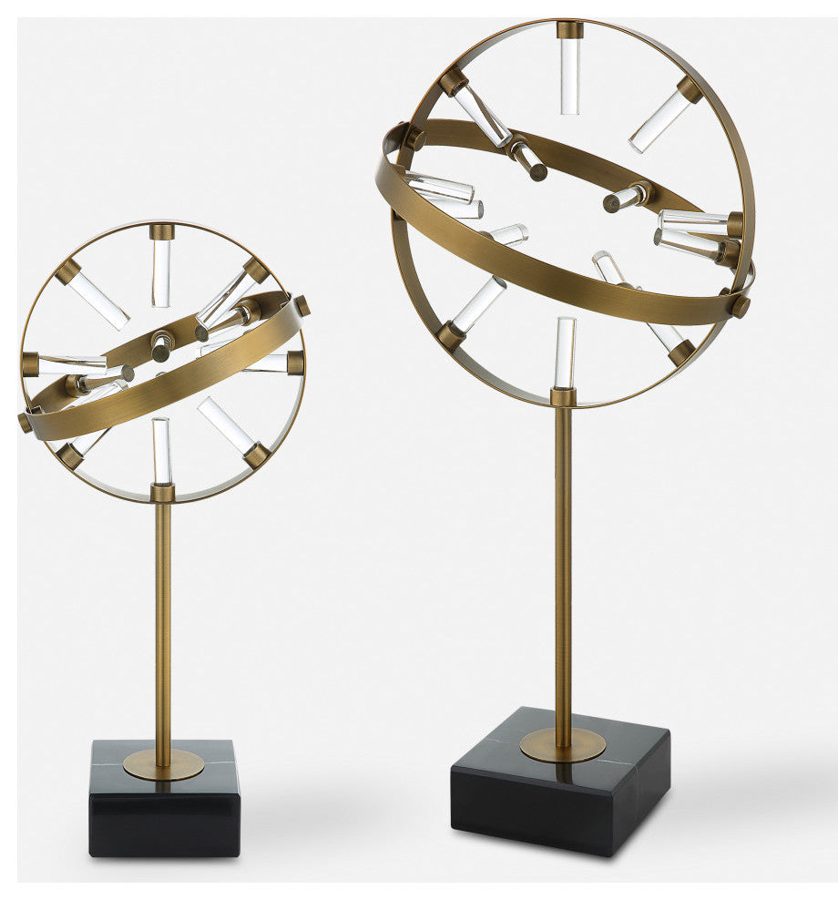 Uttermost Realm Spherical Brass Sculptures, Set of 2