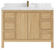 Elizabeth 48 Single Sink Bath Vanity in Light Natural Teak 2" Calacatta Nuvo