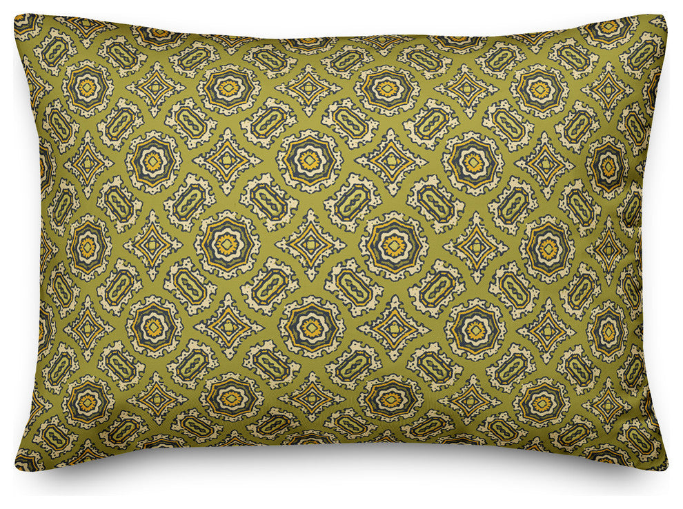 Mandala Pattern in Green Throw Pillow