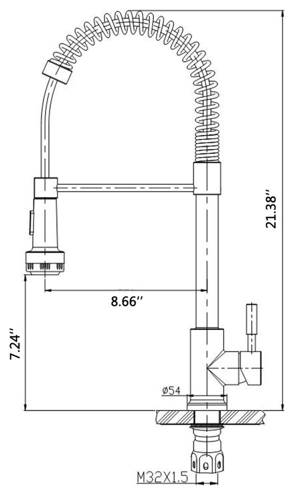 Single Handle Deck Mounted Spring Neck Pull Down Kitchen Faucet with Deckplate,