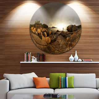 Brown Rocky Forest Panorama, Landscape Round Wall Art, 36"