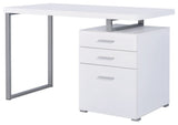 Writing Desk with File Drawer, White