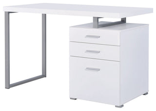 Writing Desk with File Drawer, White