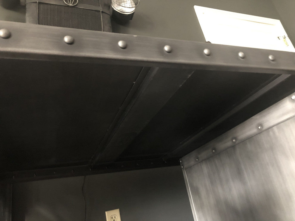 Pratt Truss Industrial Steel Office Desk with Movable Cabinet Drawers