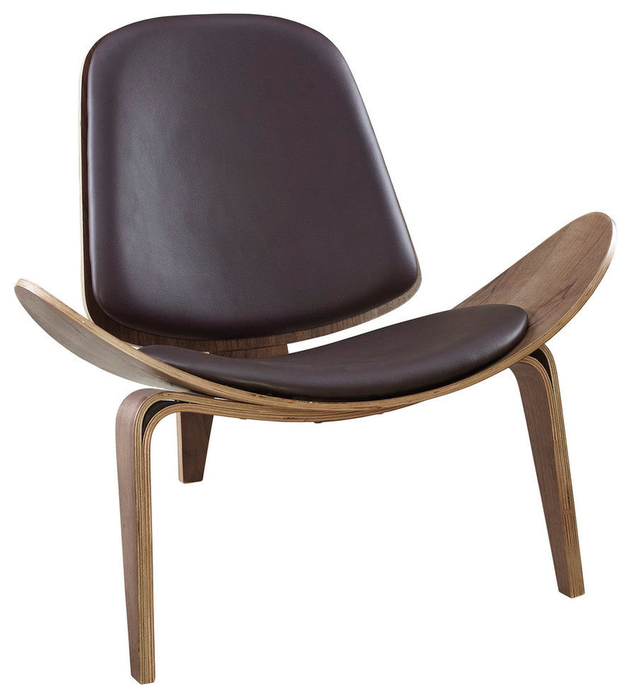 Modern Contemporary Living Room Lounge Chair Walnut Brown