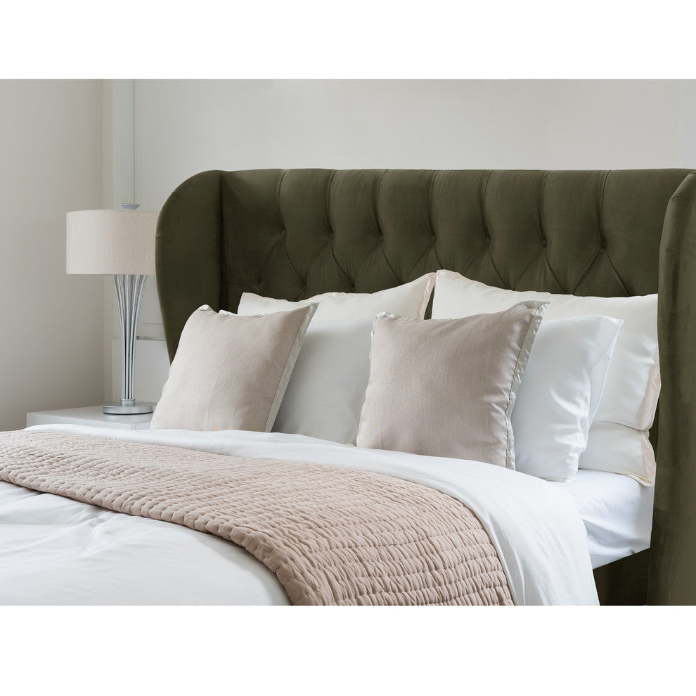 Bradwell Tufted Wingback Bed, Velvet Loden, King