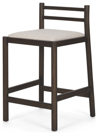 Sam Dark Brown Wood With Cream Fabric Counter Stool