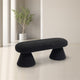 Drum Faux Shearling Teddy Fabric Upholstered Bench, Black