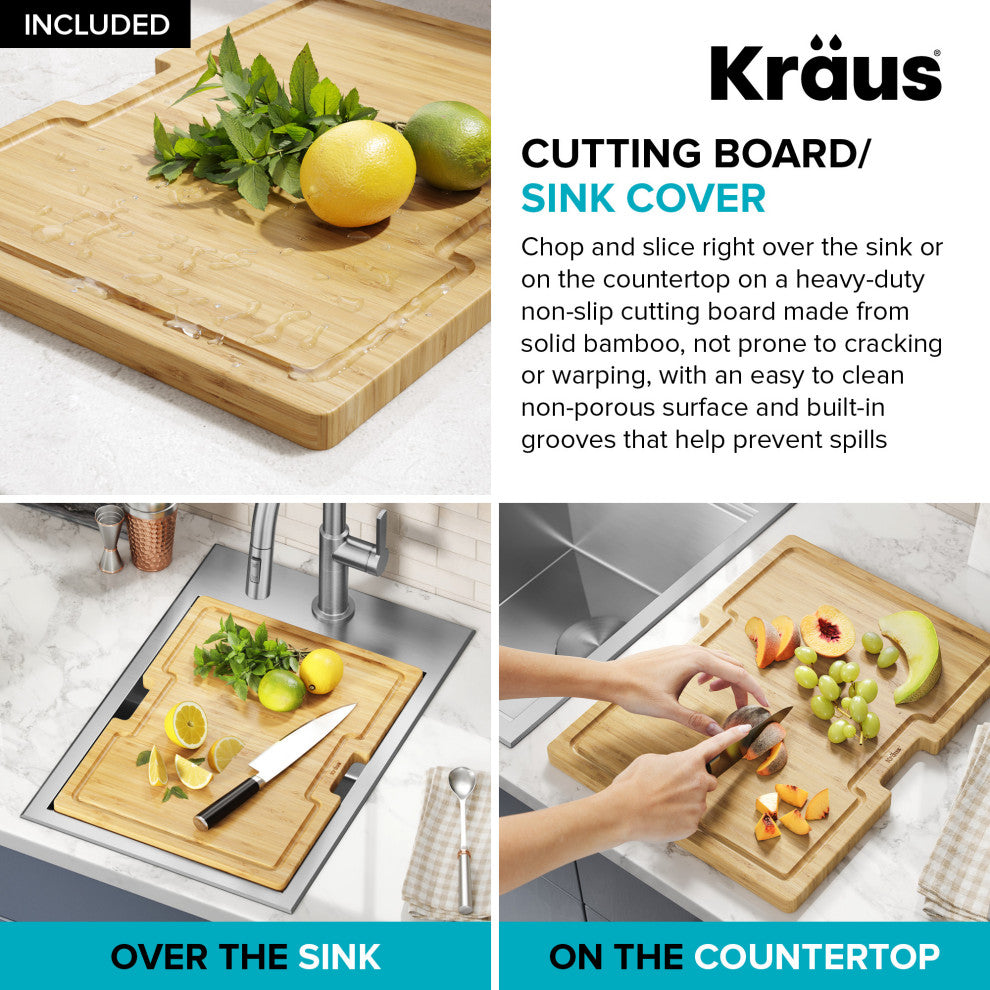 Kraus KWT311-15 Kore 15" Drop In Single Basin Stainless Steel Bar - Stainless