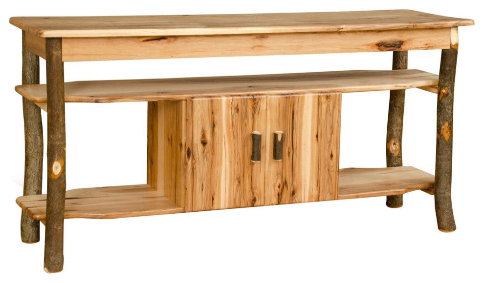 Hickory Log TV Stand with Doors, All Hickory