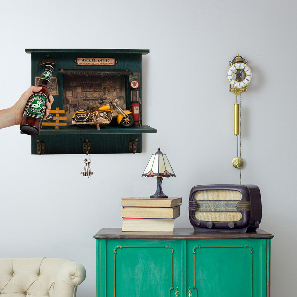 Vintage Harley Motorcycle Shadow Box on Wood Frame