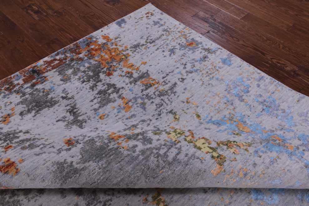8' 0" X 10' 6" Wool & Silk Abstract Hand Knotted Rug - Q13510