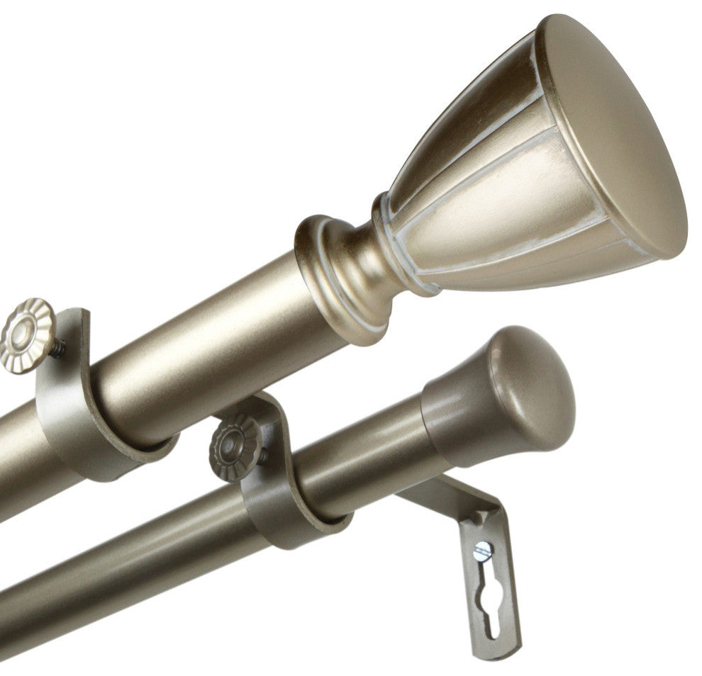 Maja 1" Double Curtain Rod, Light Gold, 120-170"