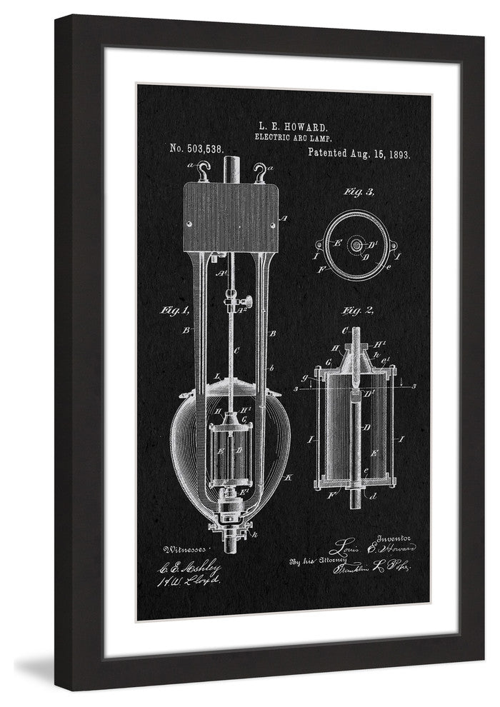 "Arc Lamp 2 1893 Black Paper" Framed Painting Print