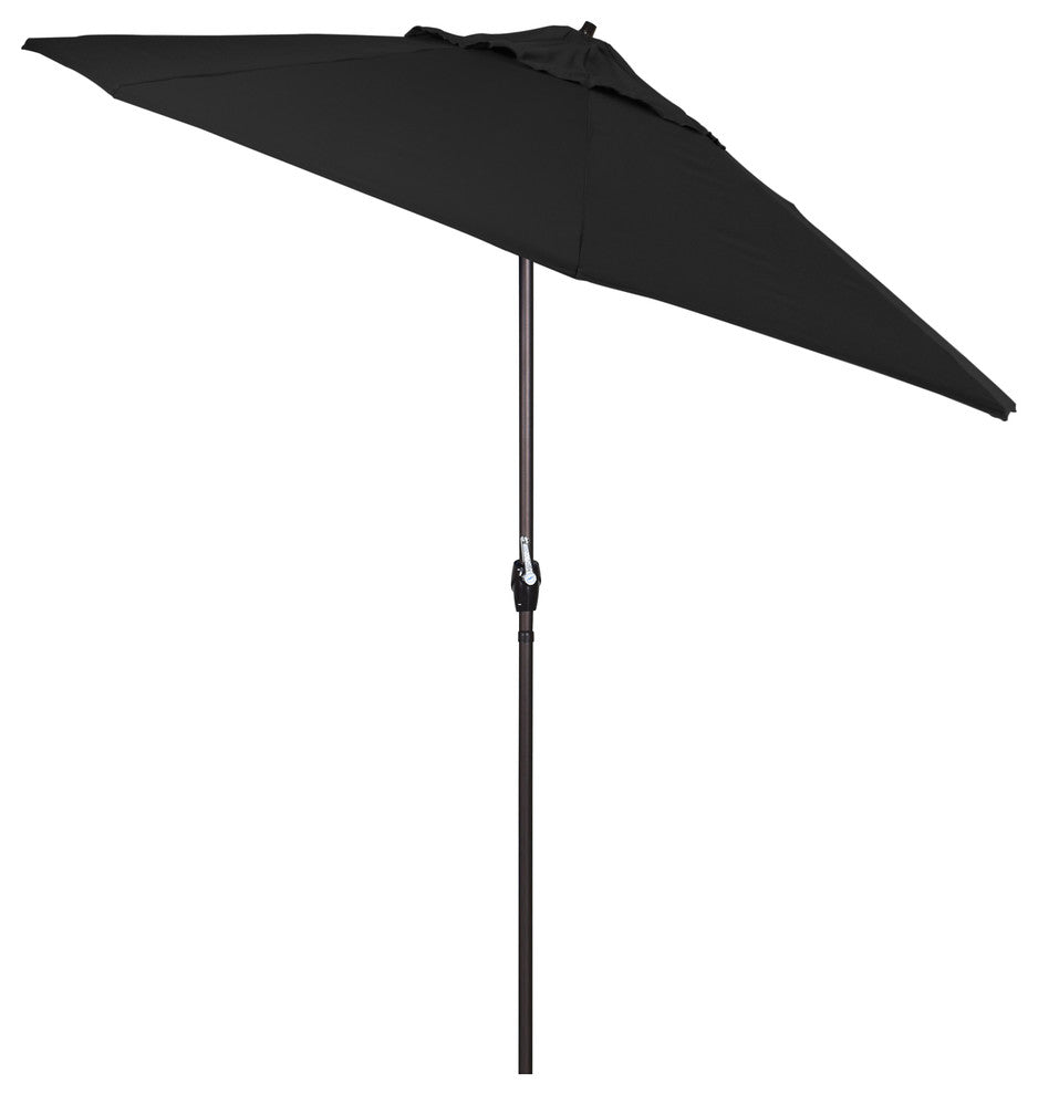 9' Bronze Auto-tilt Crank Lift Aluminum Umbrella, Olefin, Black