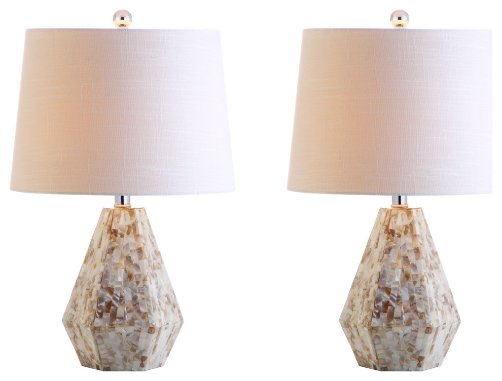 Isabella 21" Seashell Table Lamp, Natural Ivory, Set of 2