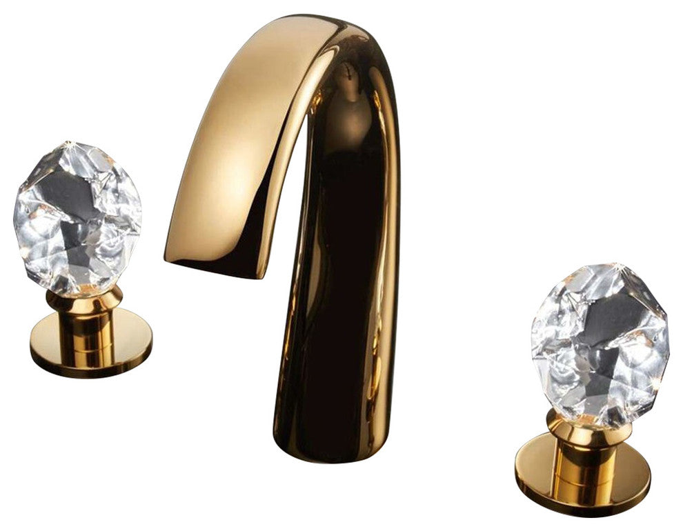 ICE Luxury Crystal 3-hole Bathroom Faucet, Polished Gold, Without pop-up drain