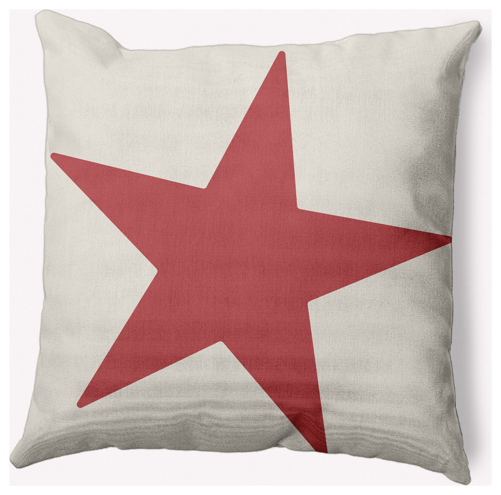 26x26" Big Star Nautical Decorative Indoor Pillow, Ligonberry Red