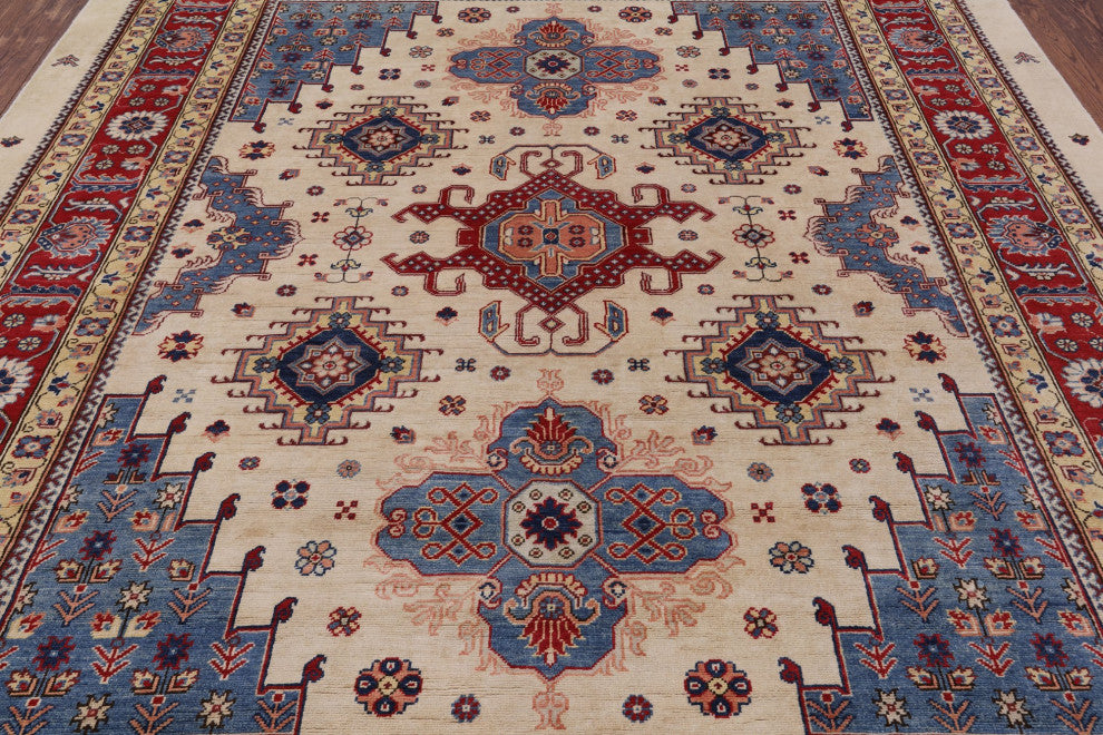 8' 0" X 10' 0" Super Kazak Hand Knotted Rug Q4441