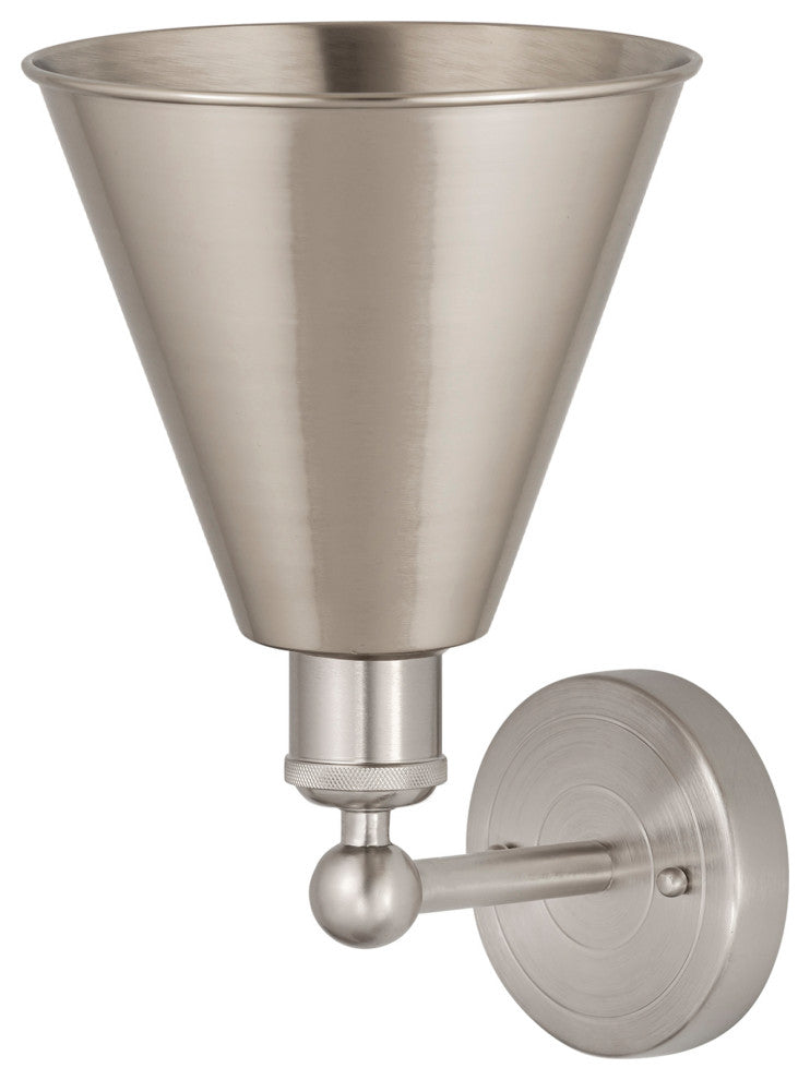 Ballston Cone 1-Light 8" Sconce, Satin Nickel