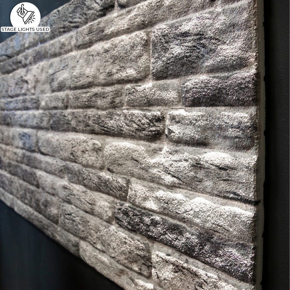 Faux Brick 3D Wall Panels, Light Gray, Set of 10, Covers 53 sq ft