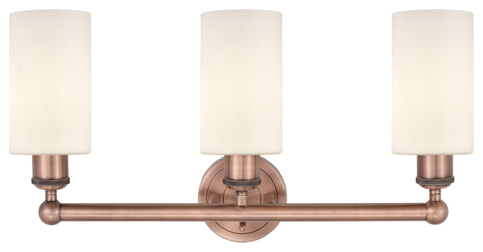 Clymer 3-Light 22" Bath Vanity Light, Antique Copper, Matte White Shade