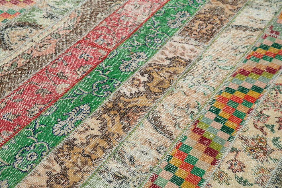 Rug N Carpet - Hand-Knotted Turkish 6' 8" x 9' 11" Vintage Patchwork Area Rug
