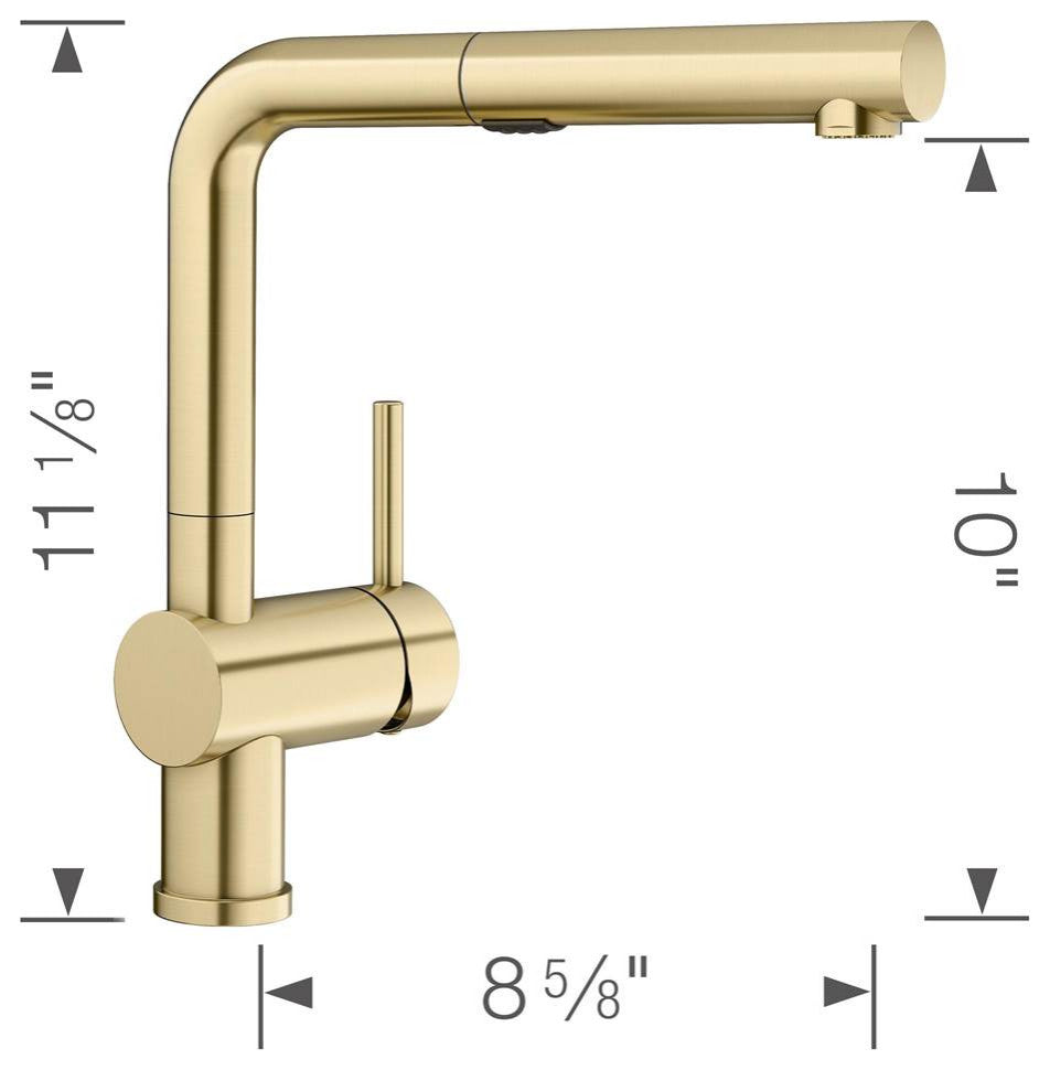 Blanco Linus Pull-Out Kitchen Faucet, Satin Gold, Modern