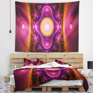 Pink Cryptical Fractal Design Abstract Wall Tapestry, 92"x78"