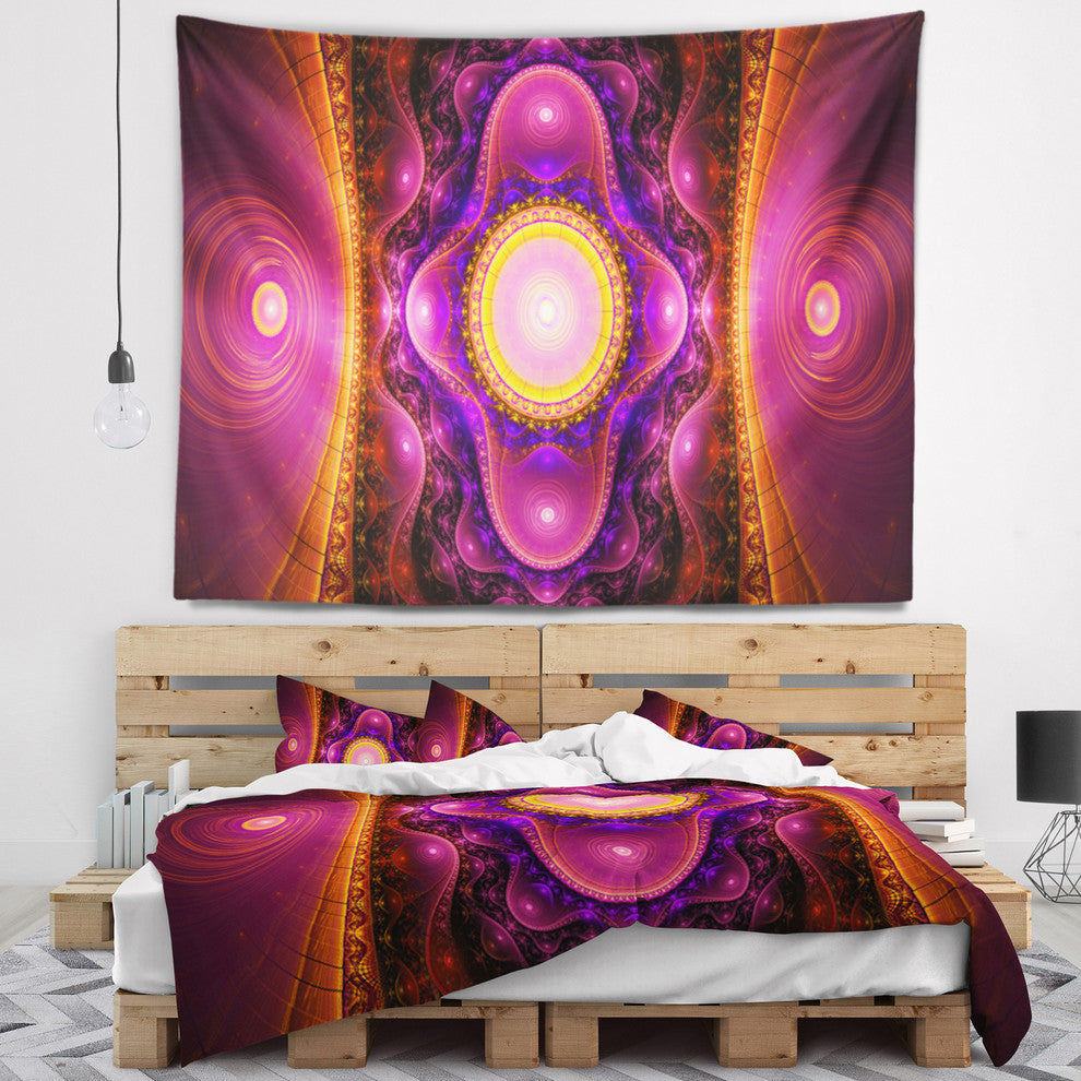 Pink Cryptical Fractal Design Abstract Wall Tapestry, 92"x78"