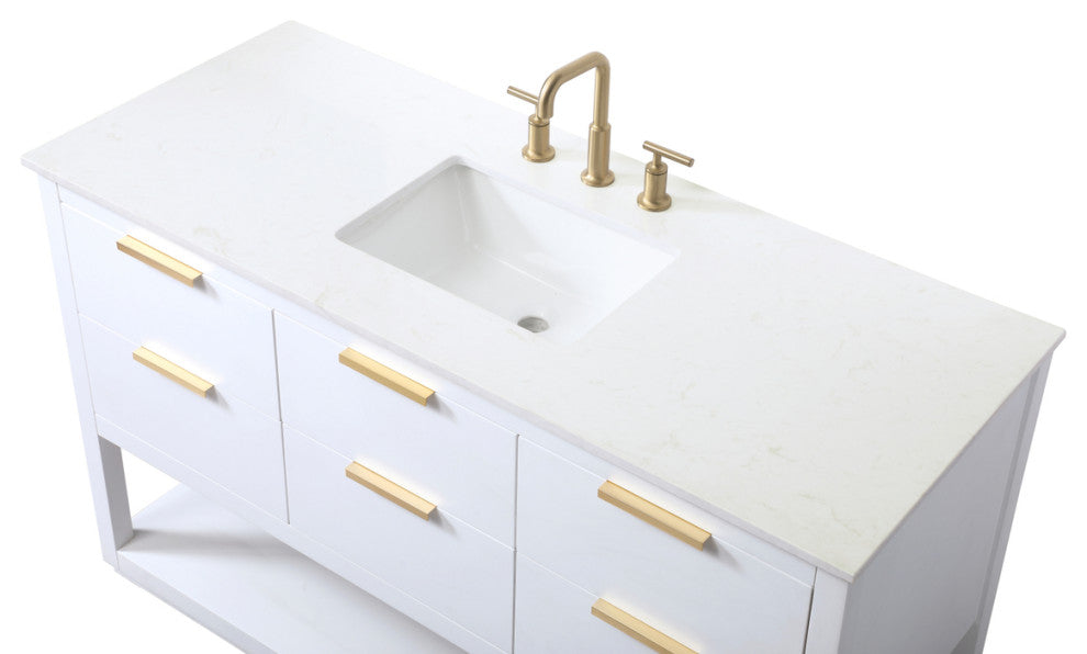 Louie 54" SIngle Bathroom Vanity, White