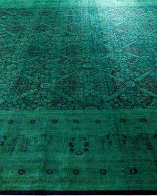 Overdyed, One-of-a-Kind Hand-Knotted Area Rug Green, 12'3"x18'0"