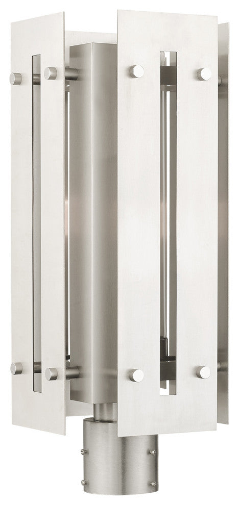 Livex Lighting Utrecht 1 Light Brushed Nickel Large Outdoor Post Top Lantern