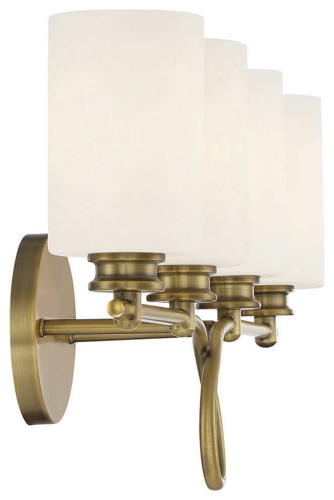 Savoy House Woodbury 8-530-4-322 Four Light Bath Bar, Warm Brass