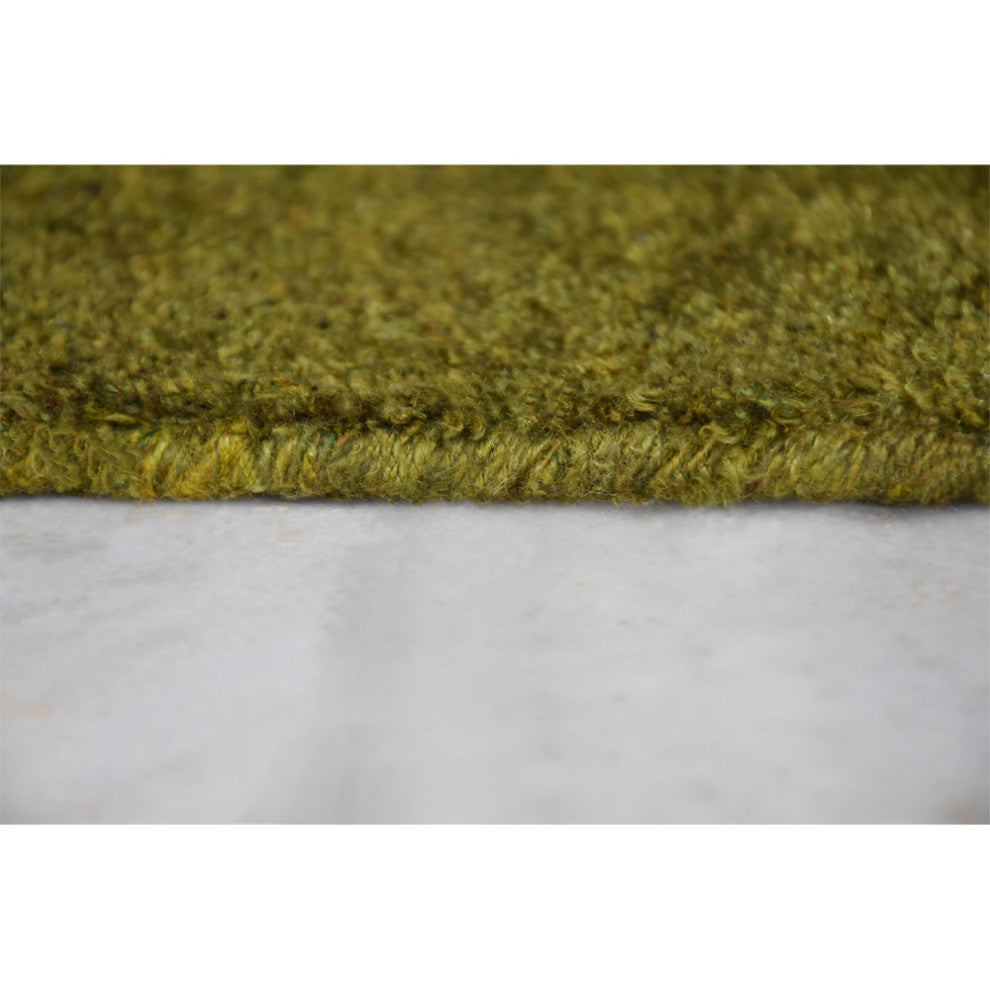 Hand Knotted Loom Silk Mix Area Rugs Contemporary Light Green