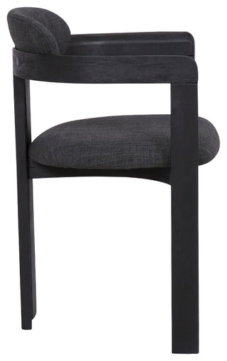 Jazmin Dining Chair in Black Brushed Wood Finish and Charcoal Fabric - Set of 2